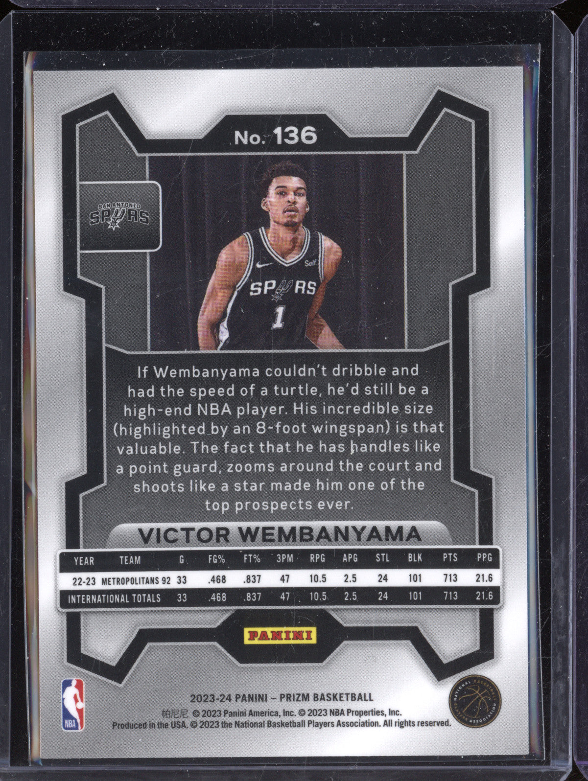 Victor Wembanyama 2023-24 Panini Prizm 136 RC