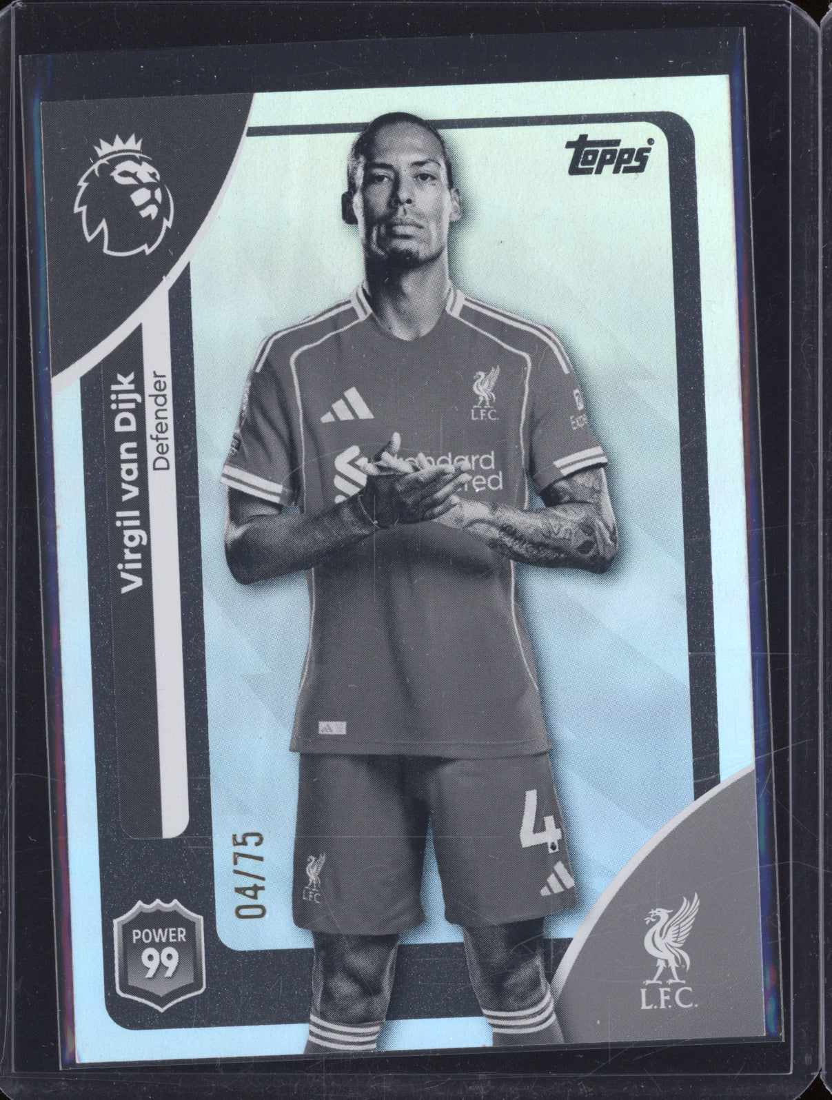 2025-26 Topps Premier League 165 Virgil Van Dijk Black & White Sparkle 04/75