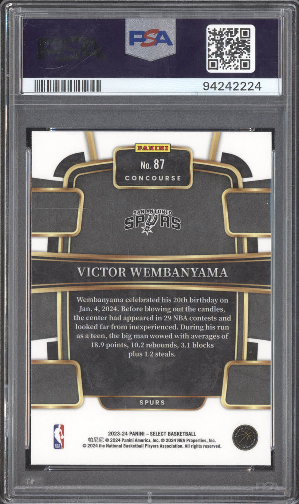 Victor Wembanyama 2023-24 Panini Select 87 Blue RC PSA 10