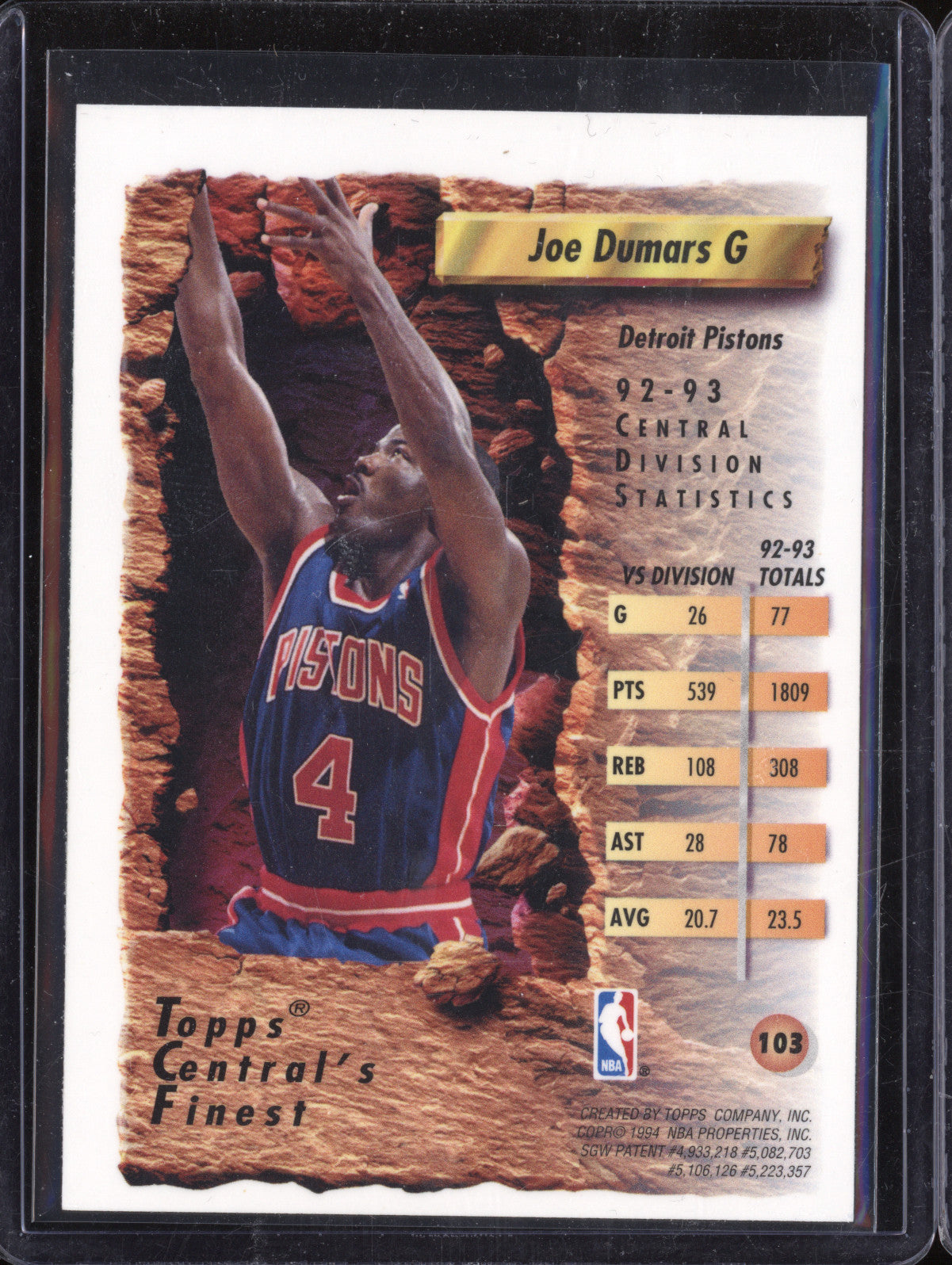 Joe Dumars 1993-94 Topps Finest 103 Refractor