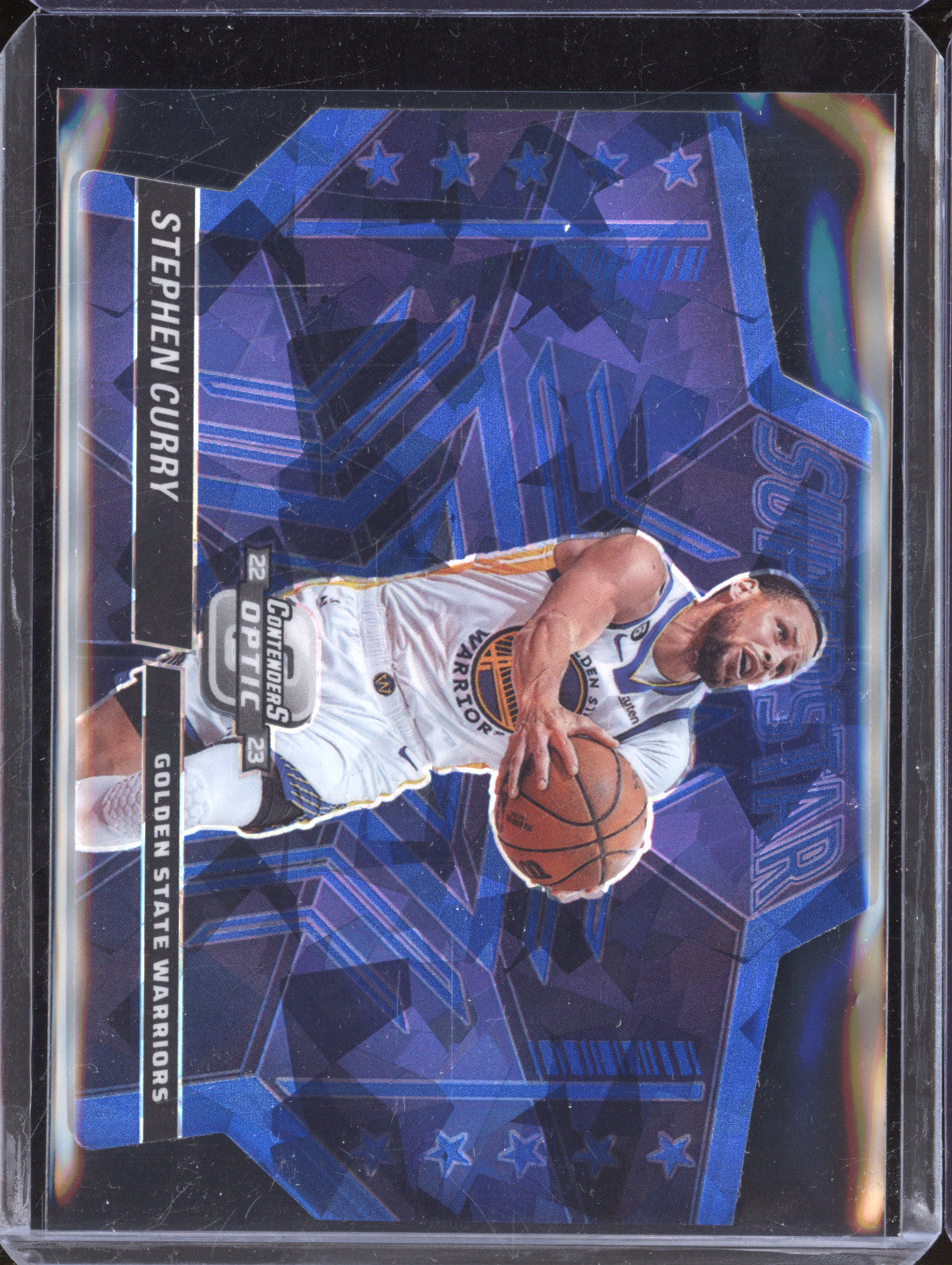 Stephen Curry 2022-23 Panini Contenders Optic Superstars Blue Cracked Ice 23/75