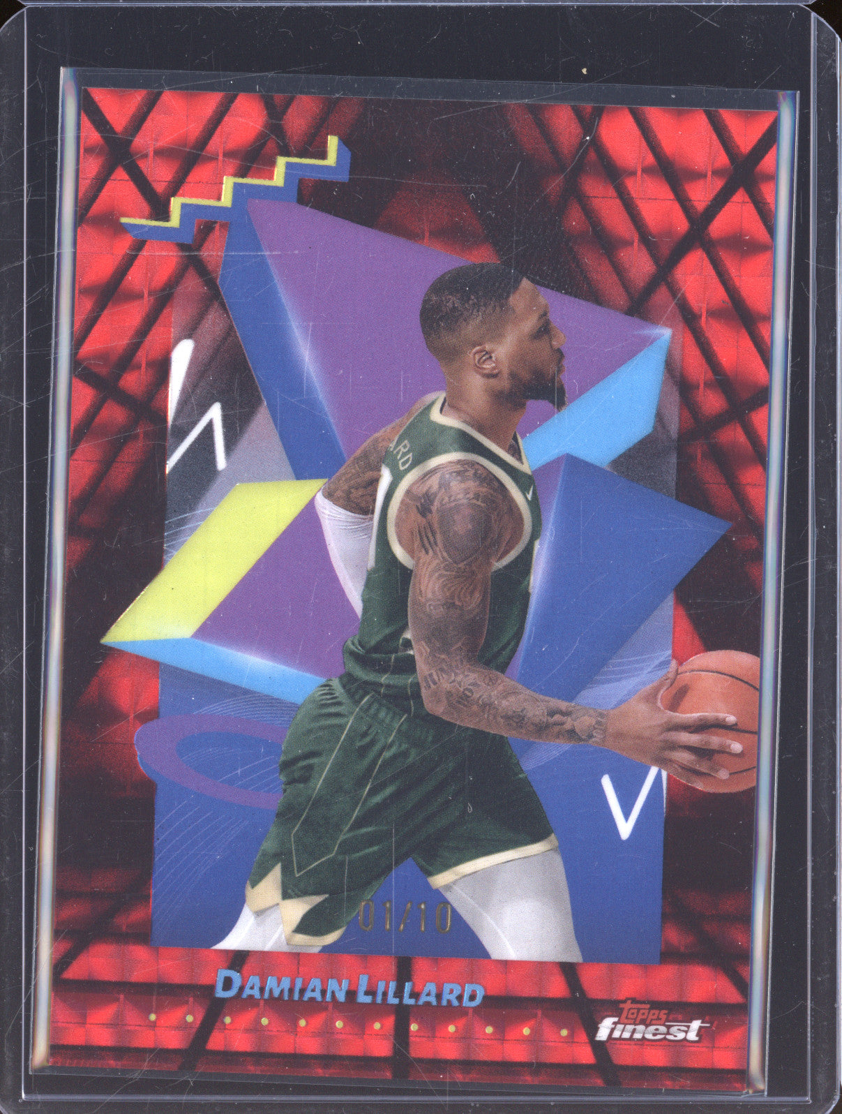 Damian Lillard 2024-25 Topps Finest 149 Red Geometric 01/10