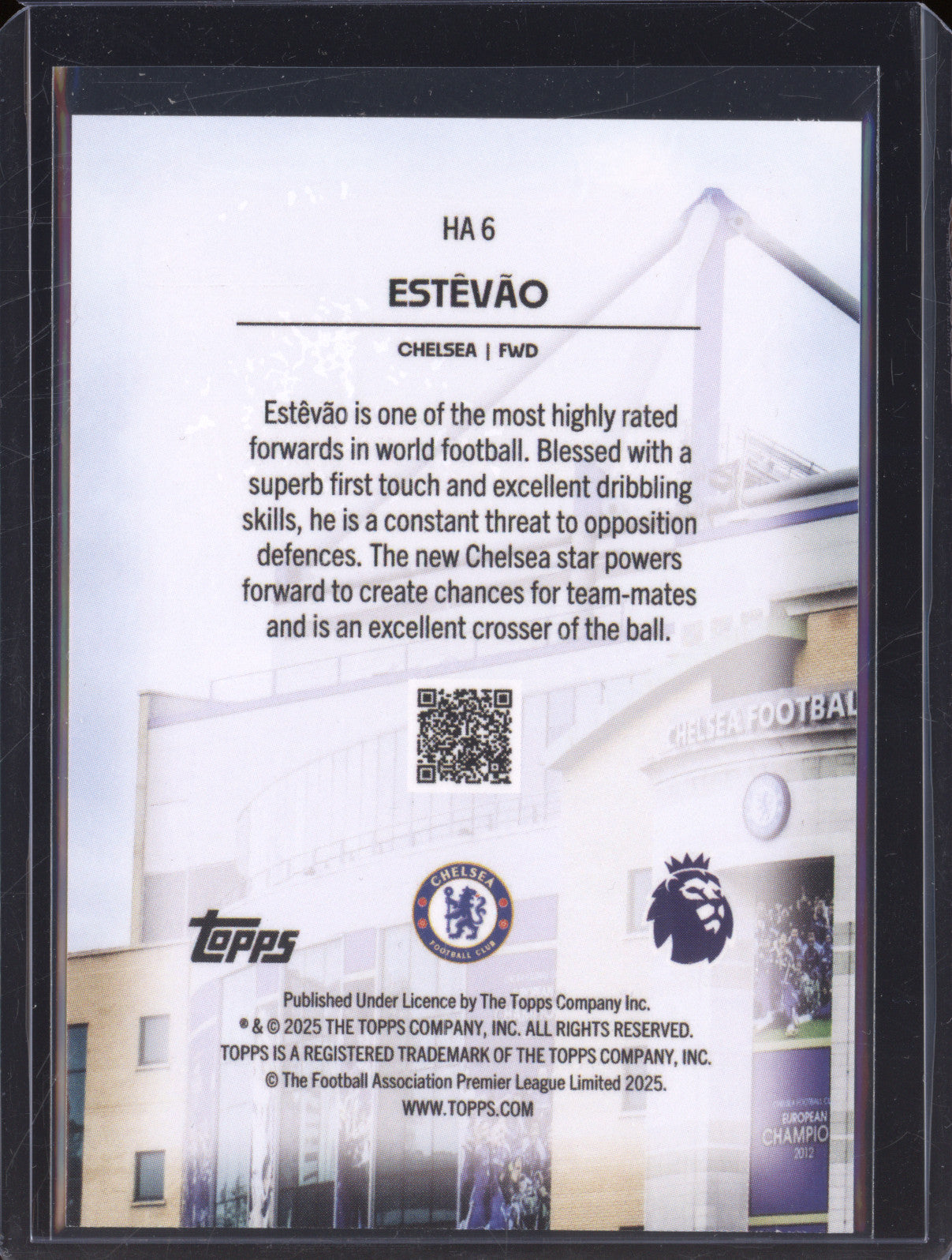2025-26 Topps Premier League HA 6 Estevao Home Advantage RC