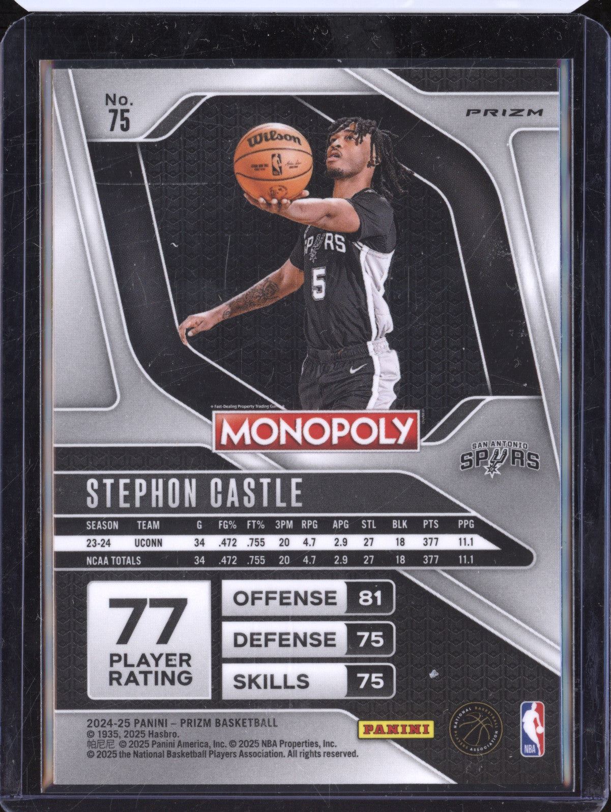Stephon Castle 2024-25 Panini Prizm 75 Free Parking RC