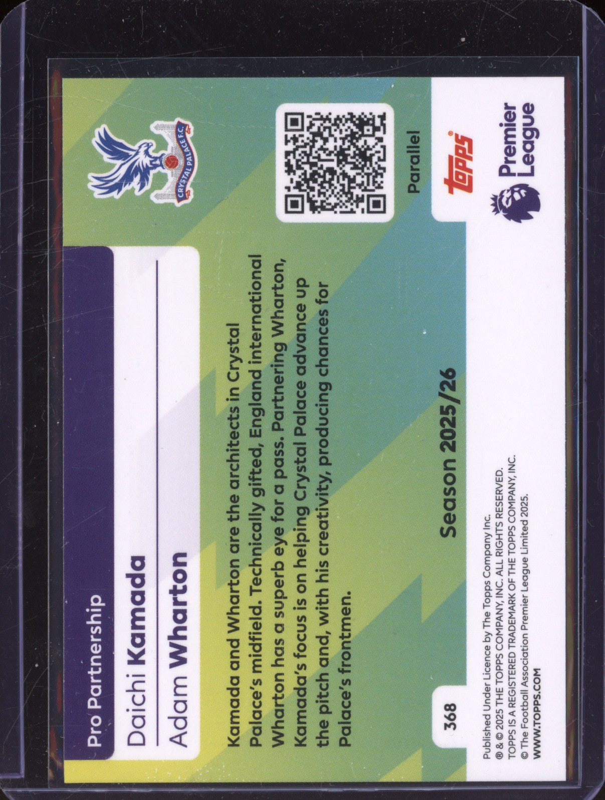 Kamada Wharton 2025-26 Topps Premier League 368 Pro Partnership Gold 48/50