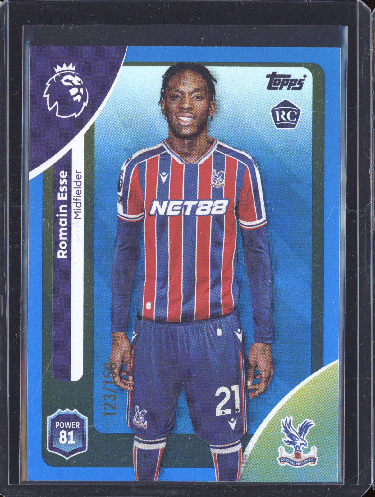 2025-26 Topps Premier League 118 Romain Esse Blue Sparkle RC 123/150