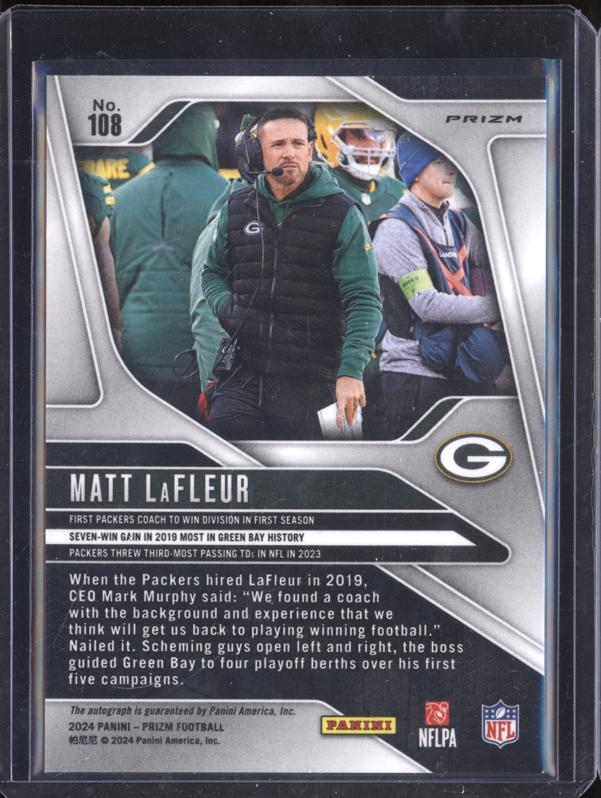 Matt LaFleur 2024 Panini Prizm 108 Silver Auto