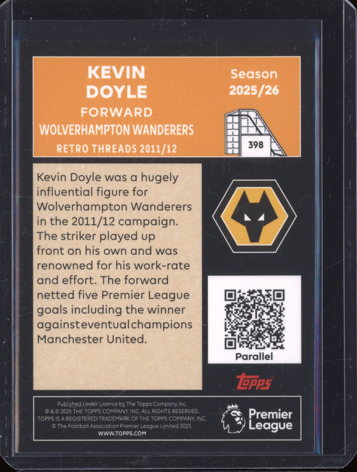 Kevin Doyle 2025-26 Topps Premier League 398 Retro Threads Green 85/99