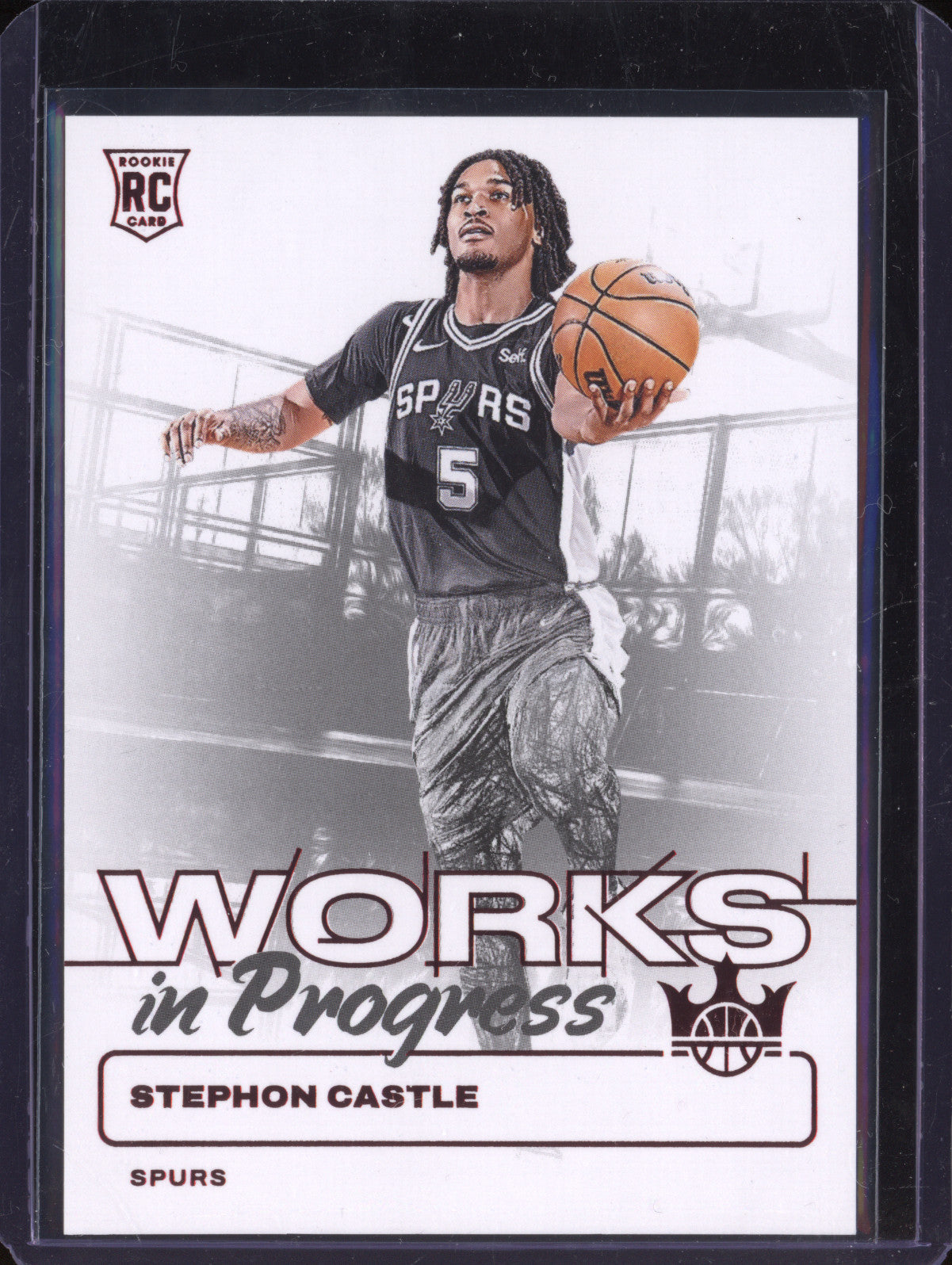Stephon Castle 2024-25 Panini Court Kings 23 Works in Progress Ruby RC 67/149