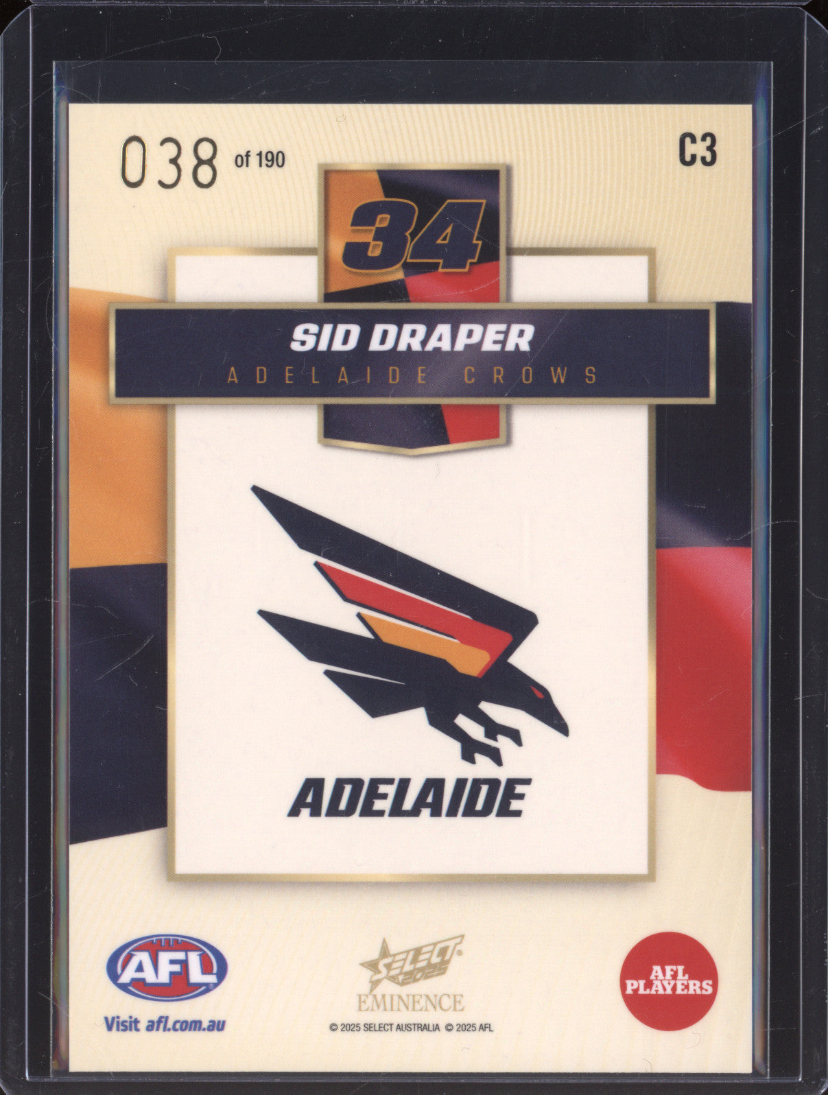 2025 AFL Select Eminence Colours C3 Sid Draper 038/190 RC