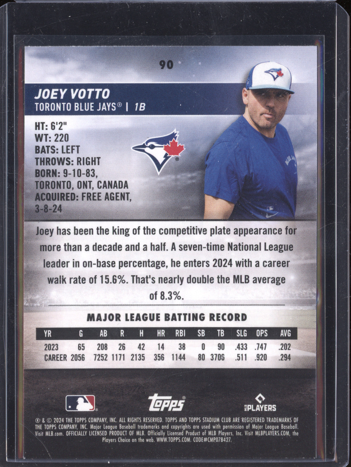Joey Votto 2024 Topps Stadium Club 90 Black and White
