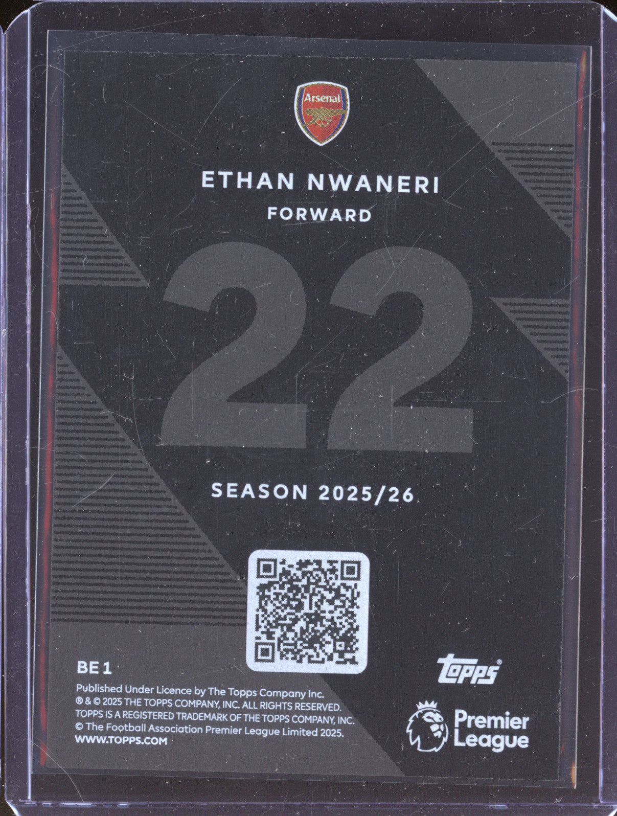 Ethan Nwaneri 2025-26 Topps Premier League BE 1 Black Edge
