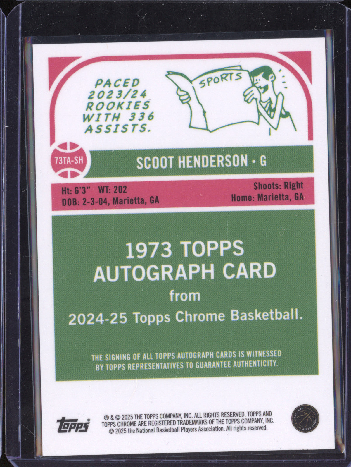 Scoot Henderson 2024-25 Topps Chrome 73TA-SH 1973 Topps Auto Gold 1/50