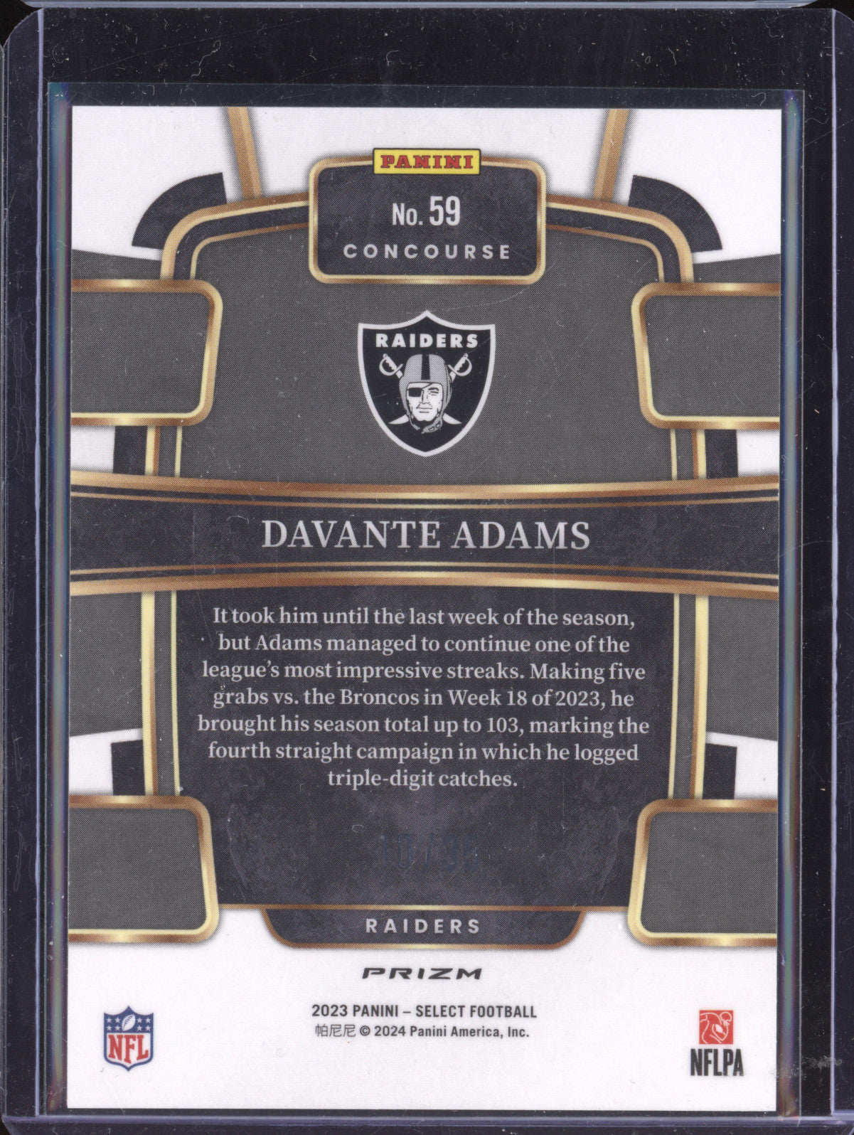 Davante Adams 2023 Panini Select 59 White 10/35
