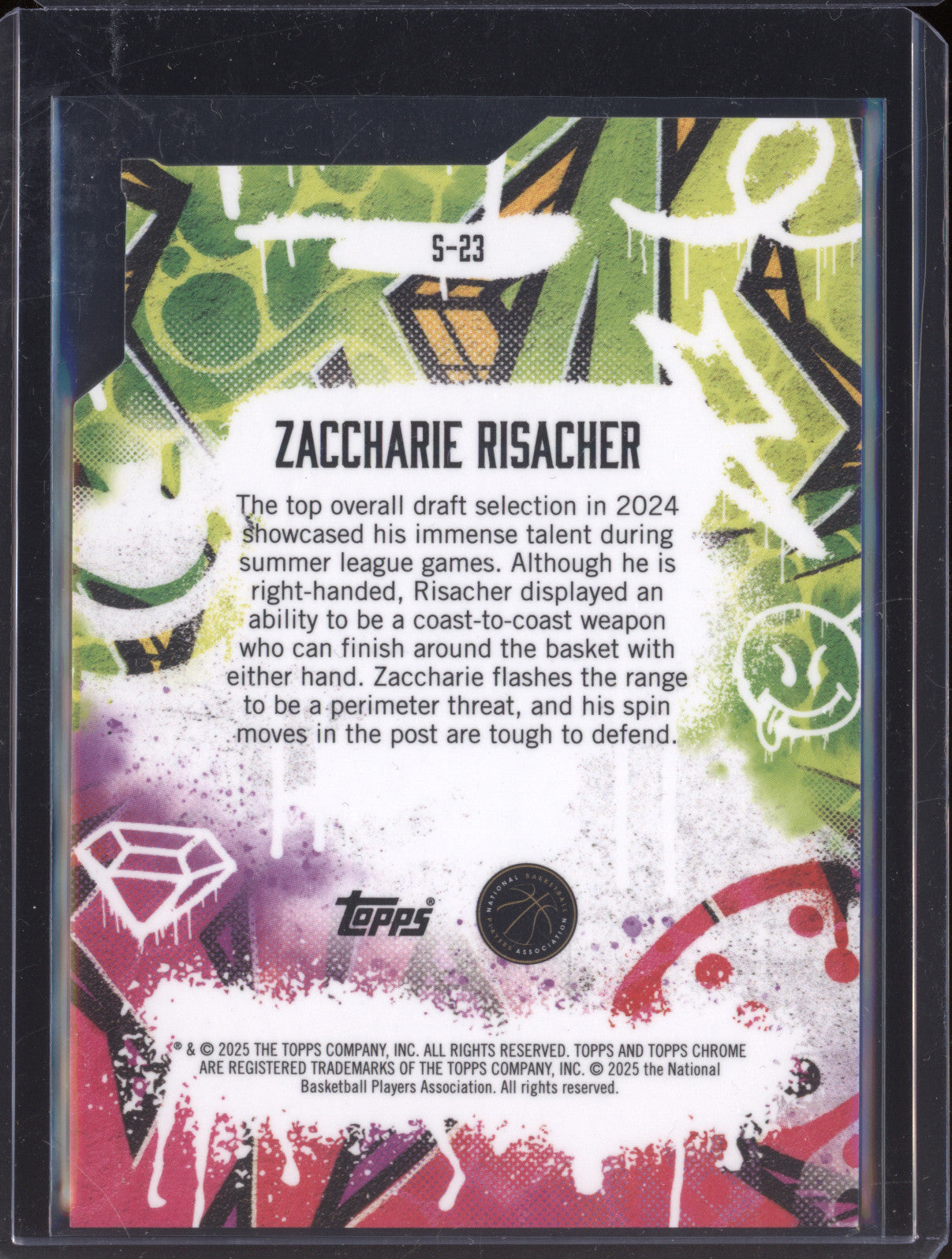 Zaccharie Risacher 2025 Topps Finest S-23 Showstoppers Red Black Geometric /25