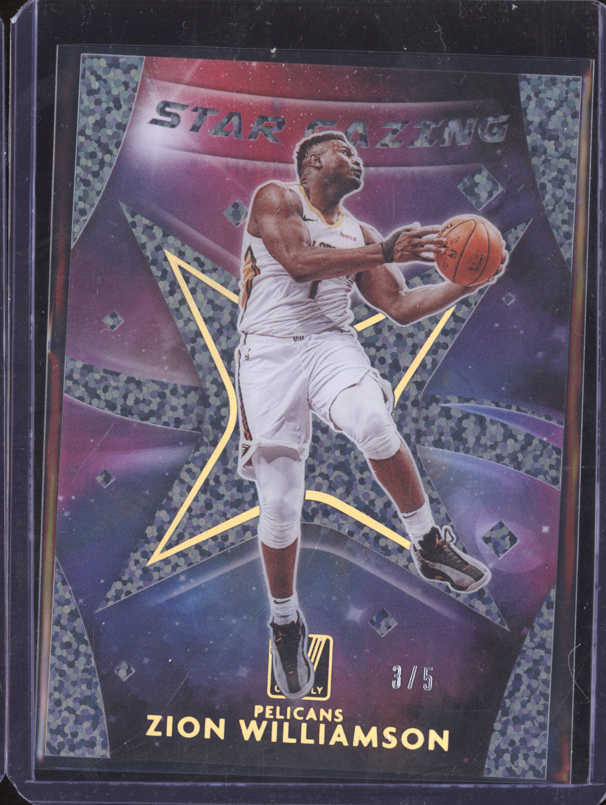 Zion Williamson 2020-21 Panini Clearly Donruss 2 Star Gazing Gold Holo RC 3/5