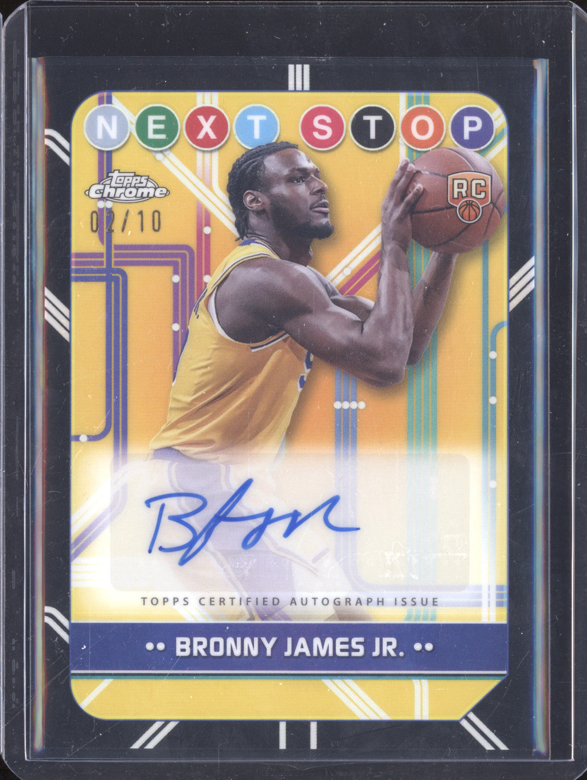 Bronny James Jr 2024-25 Topps Chrome NSS-BJ Next Stop Auto Black RC 2/10