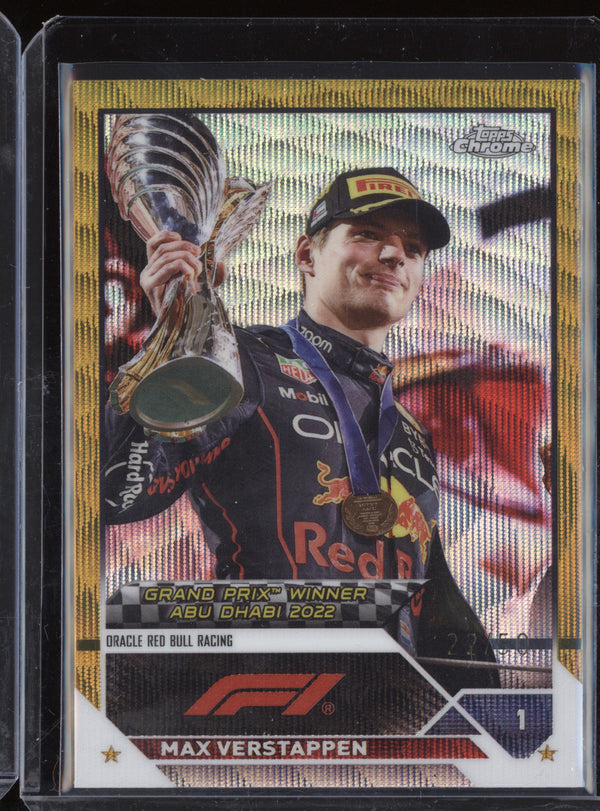 Max Verstappen 2023 Topps Chrome F1 165 Gold Wave Refractor 22/50