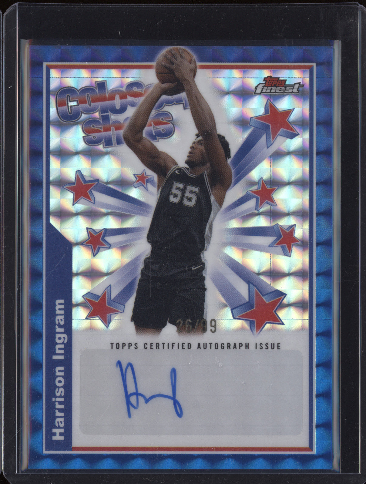 Harrison Ingram 2025 Topps Finest BSA-HI Colossal Shots Auto Blue Geometric /99