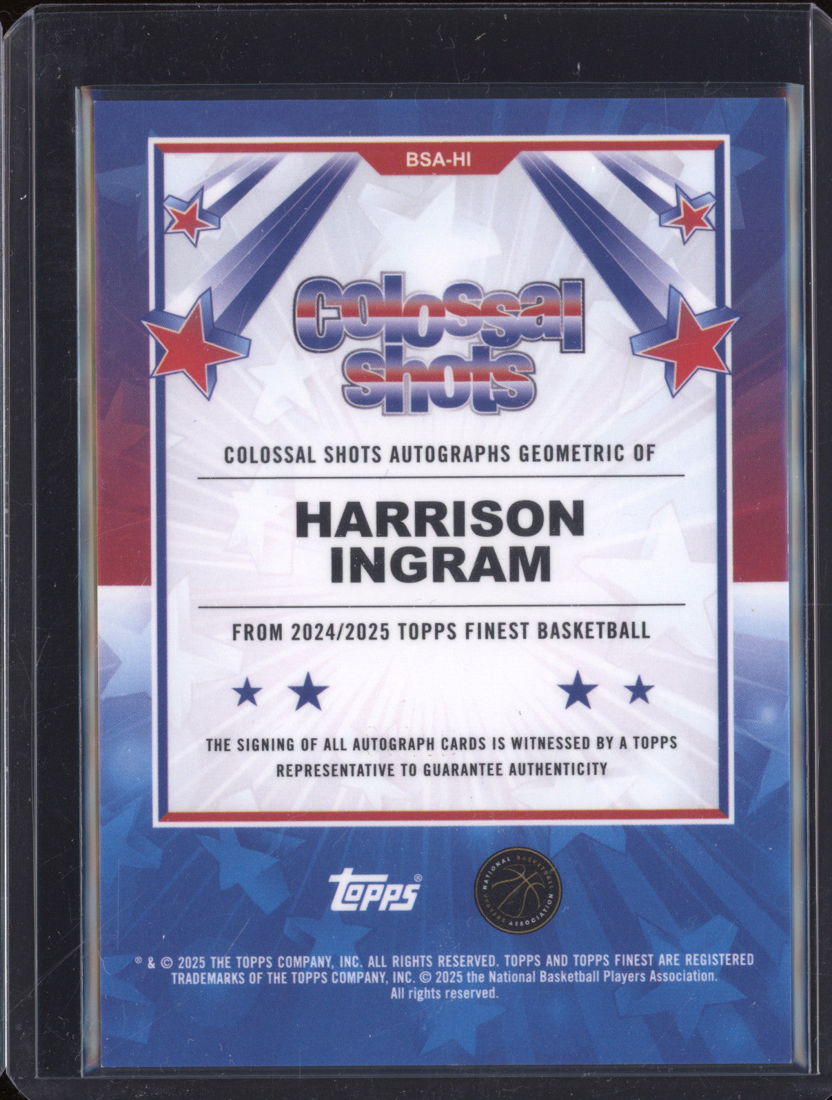 Harrison Ingram 2025 Topps Finest BSA-HI Colossal Shots Auto Blue Geometric /99