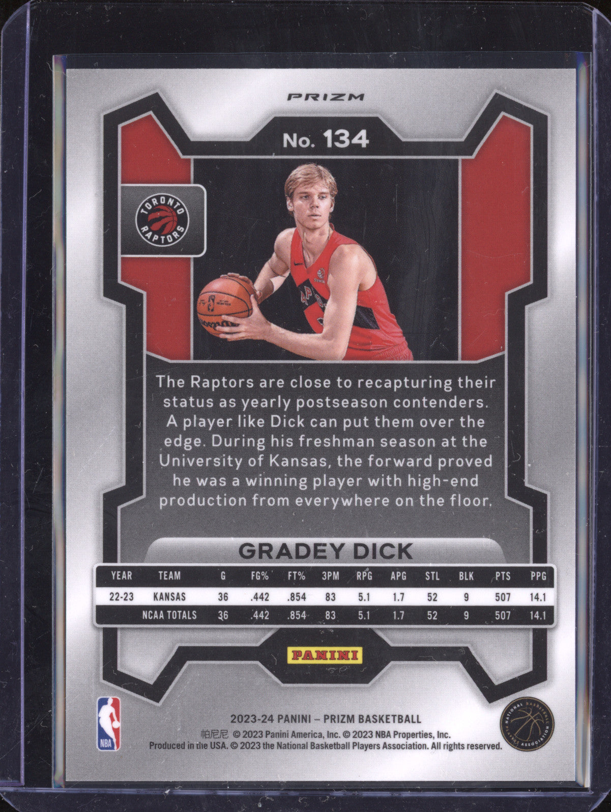 Gradey Dick 2023-24 Panini Prizm 134 King Snakeskin RC