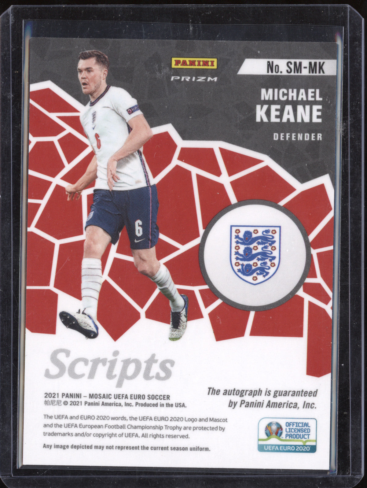 Michael Keane 2021 Panini Mosaic SM-MK Breakaway Scripts Auto