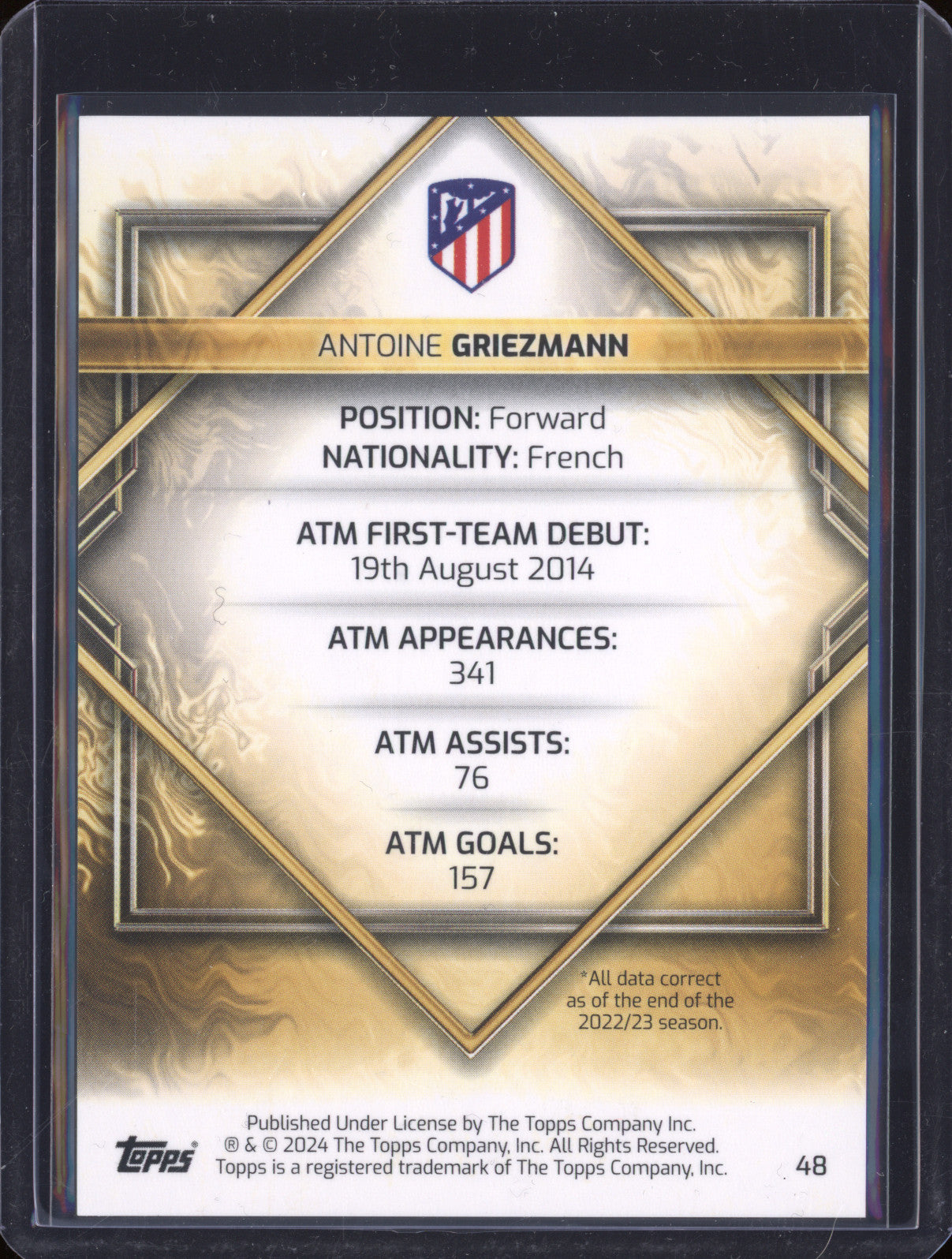 Antoine Griezmann 2023-24 Topps Athletico de Madrid Team Set 48 Gold Drip 5/75