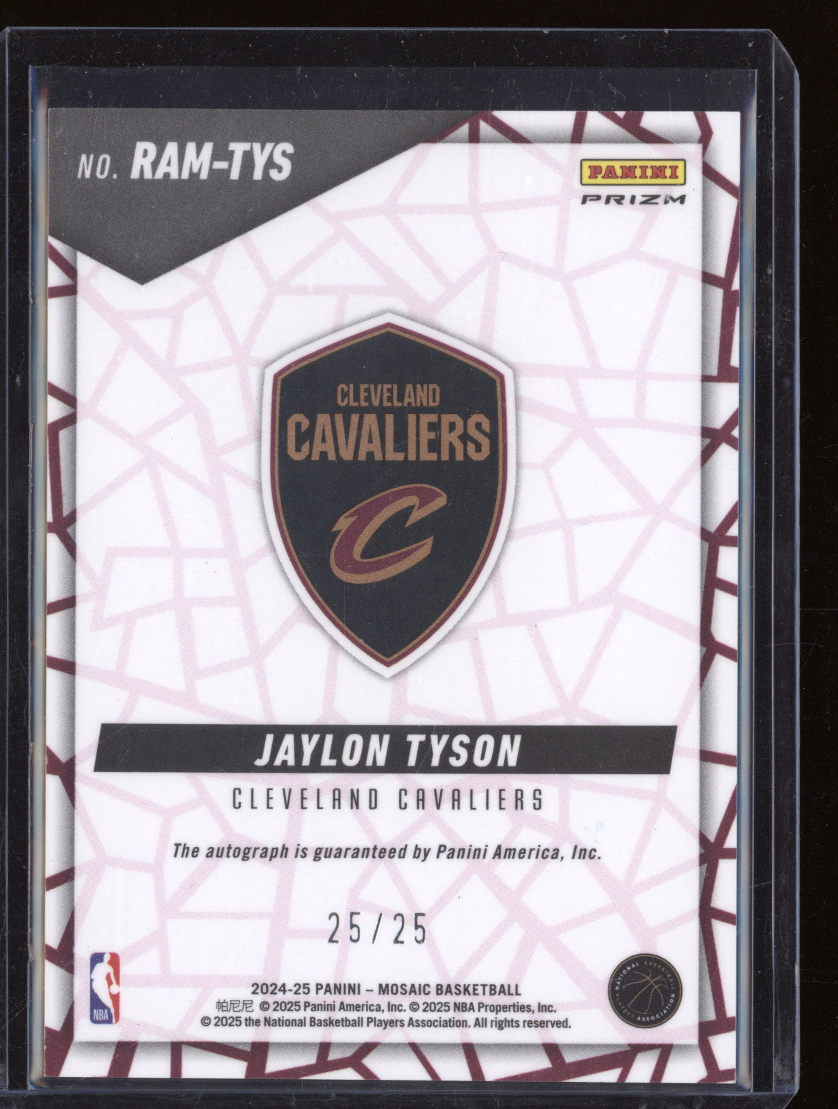 Jaylon Tyson 2024-25 Panini Mosaic RAM-TYS Mosaic Autographs Blue RC 25/25