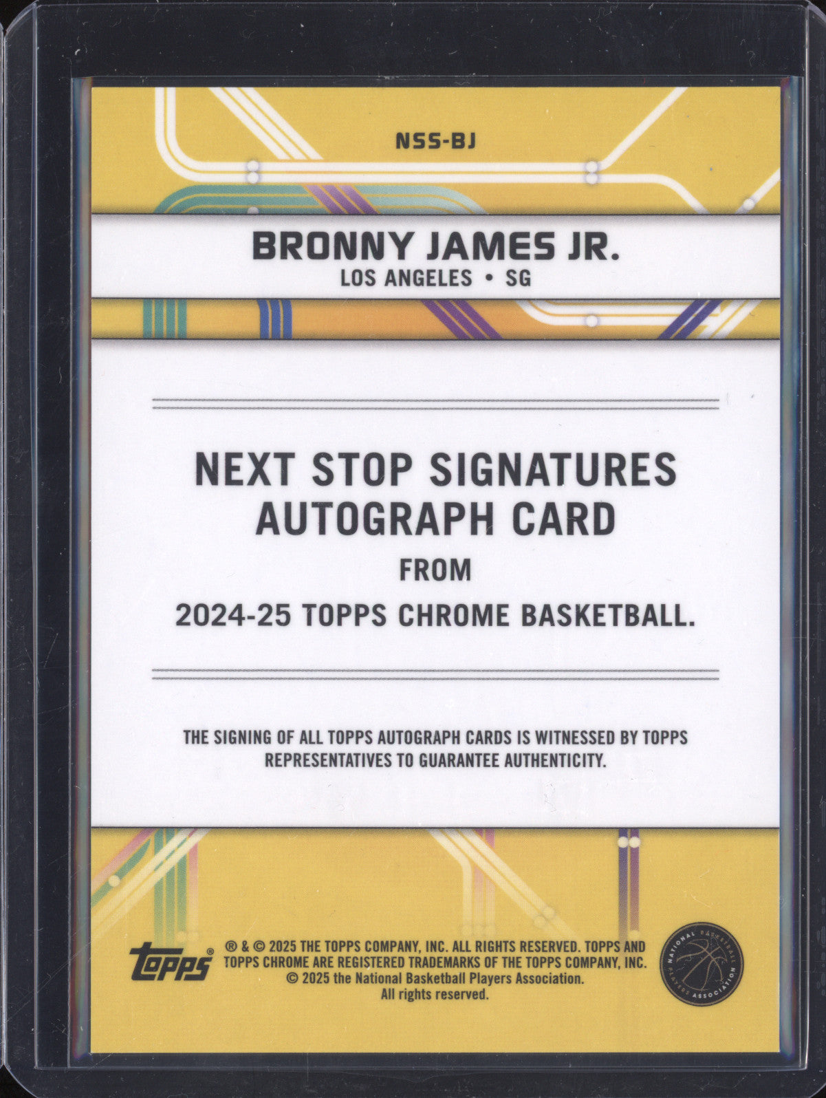 Bronny James Jr 2024-25 Topps Chrome NSS-BJ Next Stop Auto Black RC 2/10