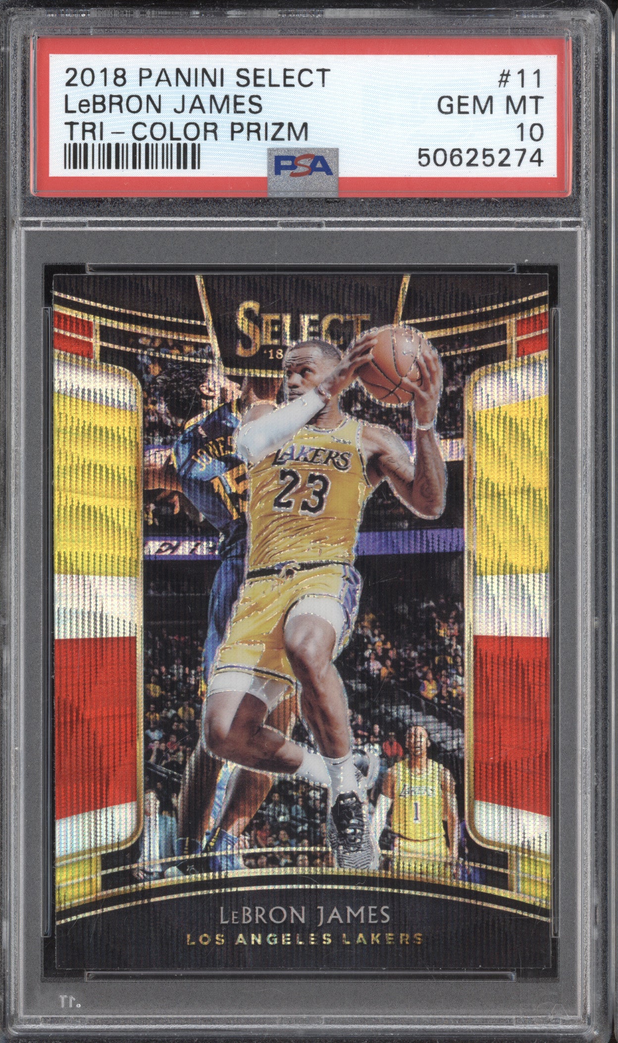 LeBron James 2018-19 Panini Select 11 Tri-Color PSA 10