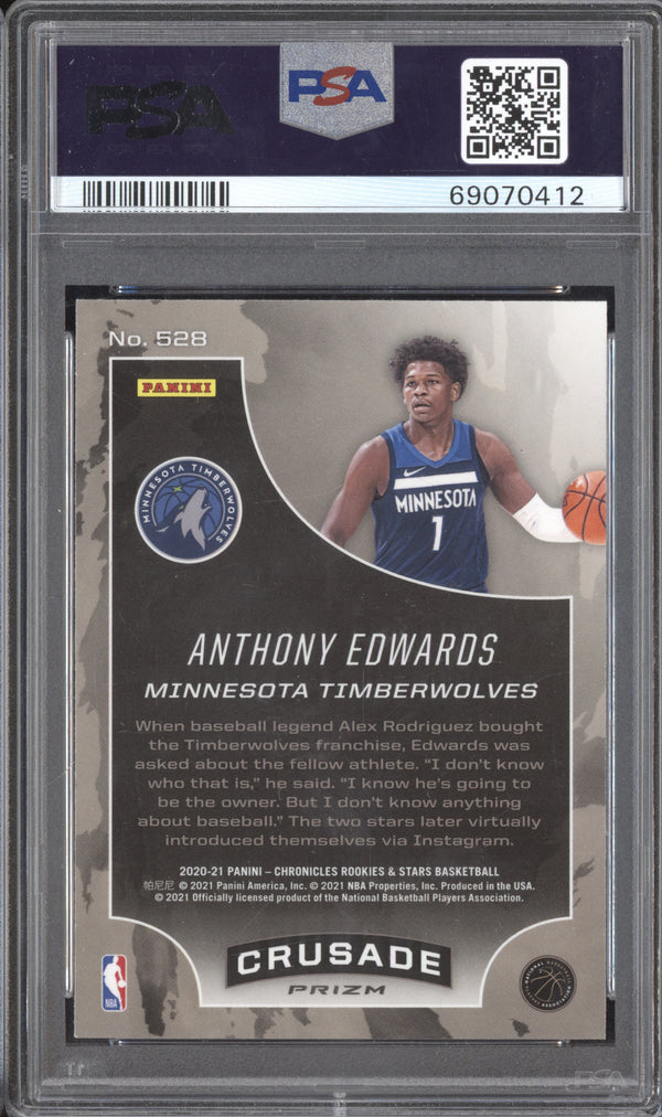 Anthony Edwards 2020-21 Panini Chronicles 528 Crusade Silver RC PSA 8