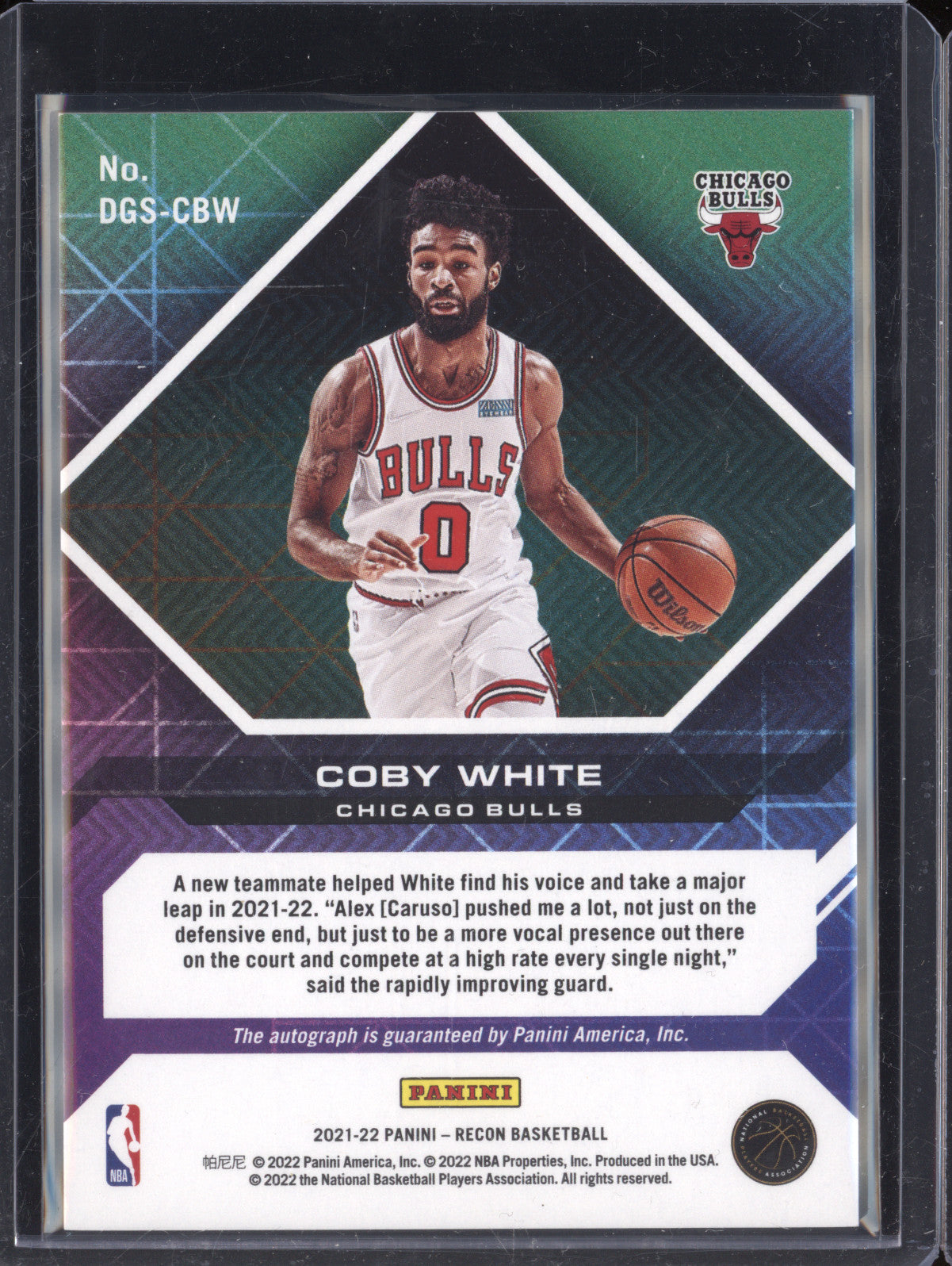 Coby White 2021-22 Panini Recon DGS-CBW Destined for Greatness Auto Red 47/75