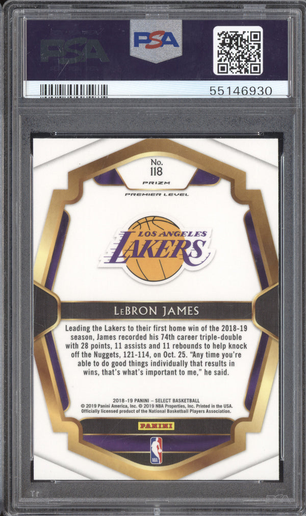 LeBron James 2018-19 Panini Select 118 Silver PSA 10