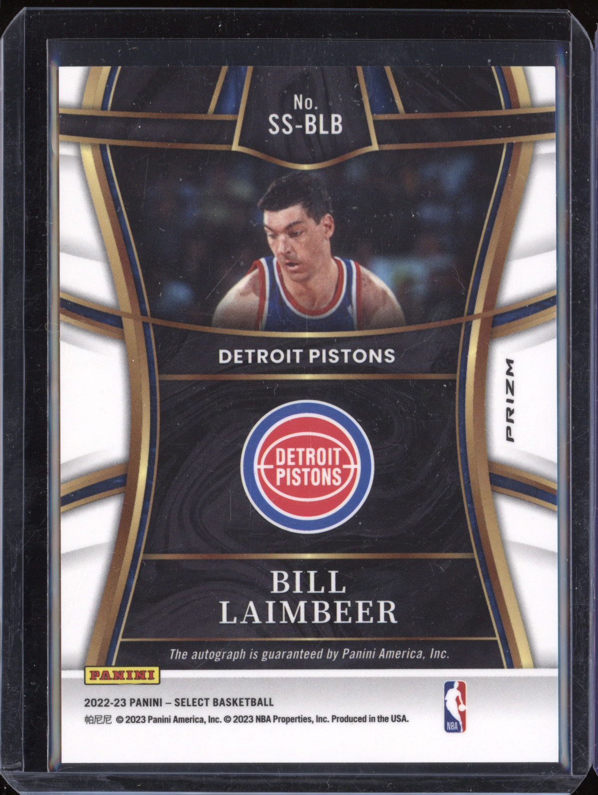 Bill Laimbeer 2022-23 Panini Select SS-BLB Signature Sensations Auto