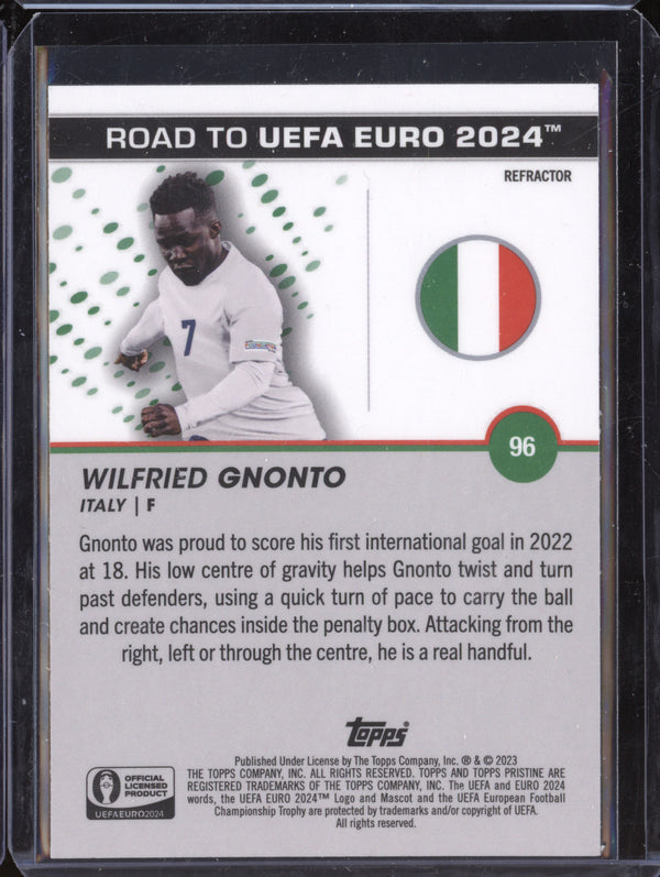 Wilfried Gnoto 2023 Topps Pristine Road to Euro 2024 96 Refractor RC