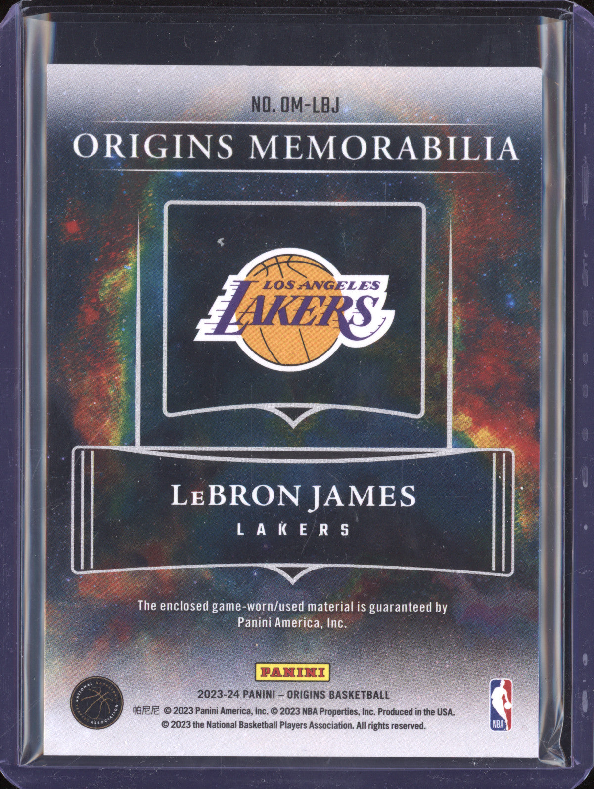 LeBron James 2023-24 Panini Origins OM-LBJ Origins Memorabilia