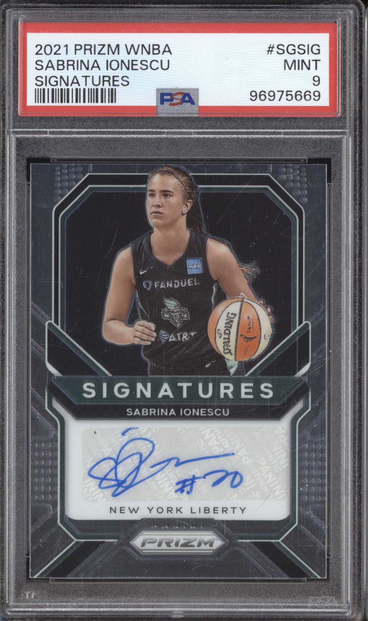 2021 Panini Prizm WNBA SGSIG Sabrina Ionescu PSA 9