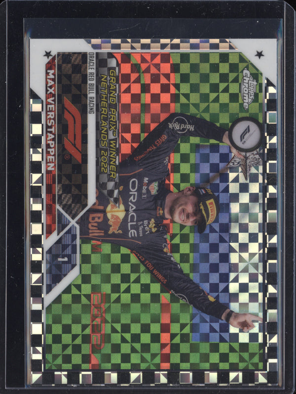 Max Verstappen 2023 Topps Chrome F1 158 Checker Flag X-fractor