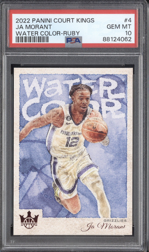 Ja Morant 2022-23 Panini Court Kings 4 Water Color Ruby 119/149 PSA 10