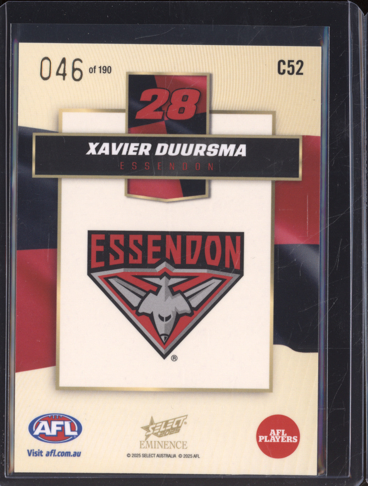 2025 AFL Select Eminence Colours C52 Xavier Duursma 046/190