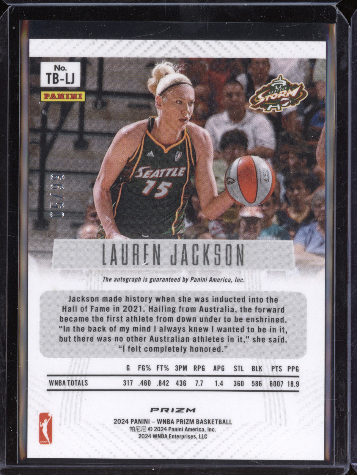 Lauren Jackson 2024 Panini WNBA Prizm TB-LJ Throwback Signatures Red 5/99