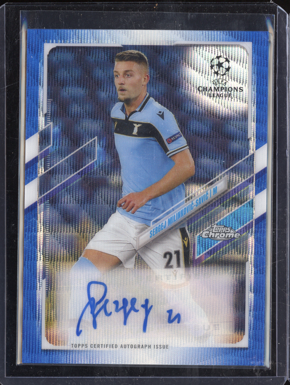 Sergej Milinkovic-Savic 2020-21 Topps Chrome CA-SMS Blue Wave Refractor Auto /75