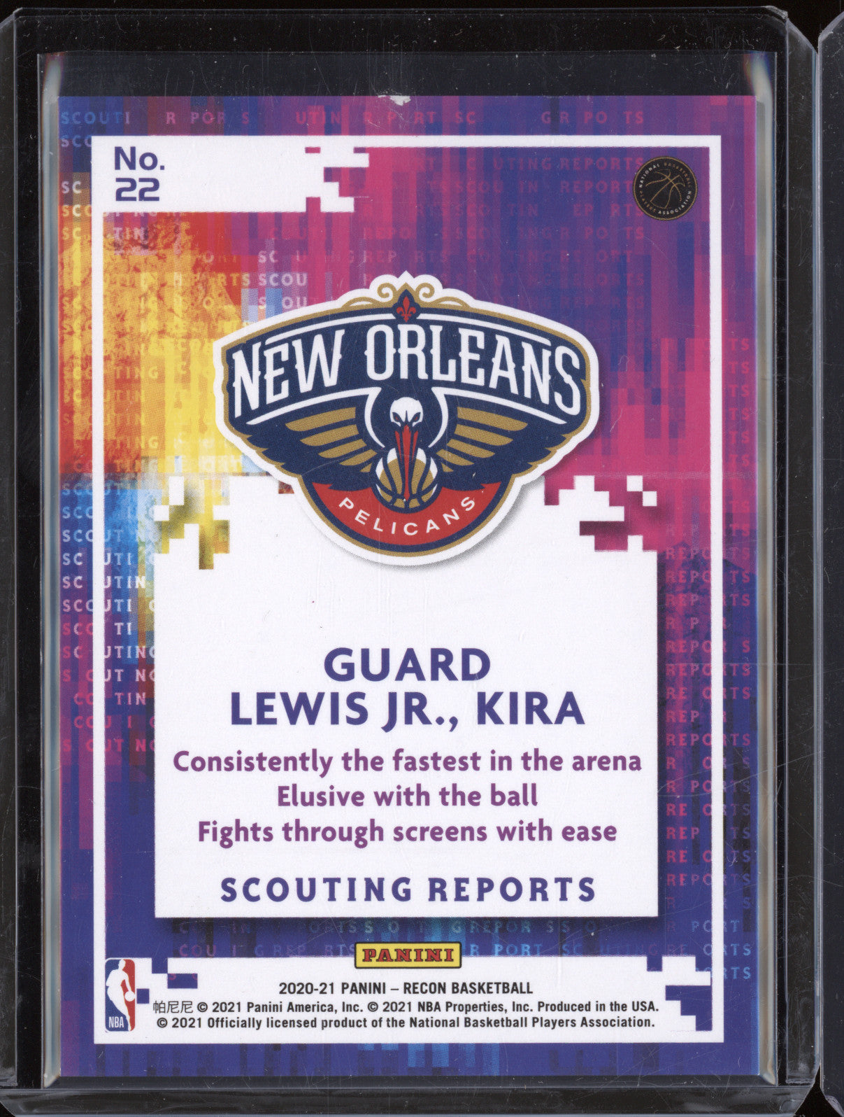 Kira Lewis Jr 2020-21 Panini Recon 22 Scouting Reports Gold RC 10/10
