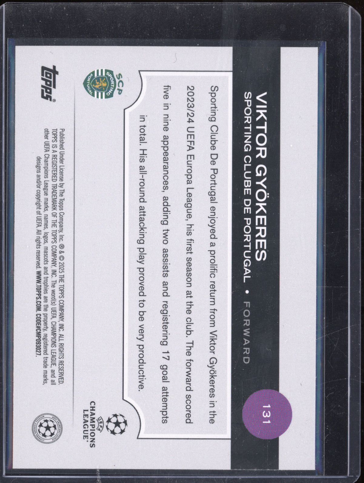 Viktor Gyokeres 2024-25 Topps UCC 131 Black Flowfractors