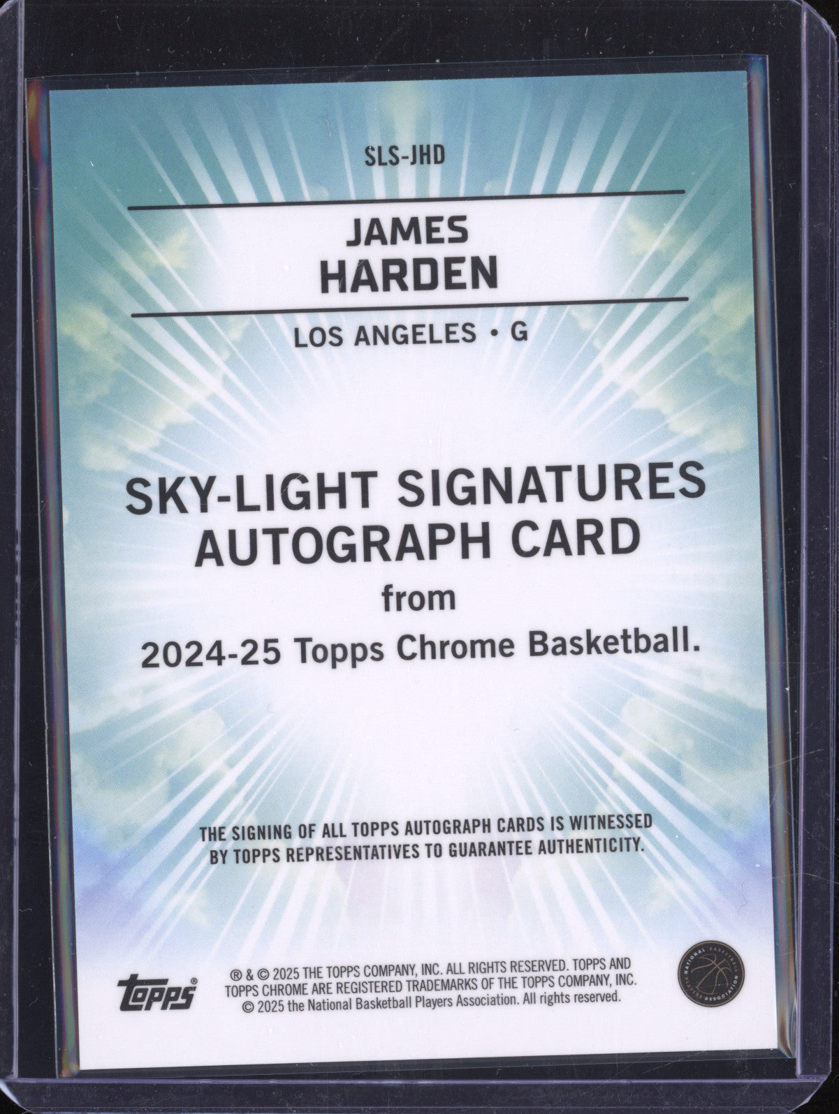 James Harden 2024-25 Topps Chrome SLS-JHD Sky Light Auto Black Refractor 9/10