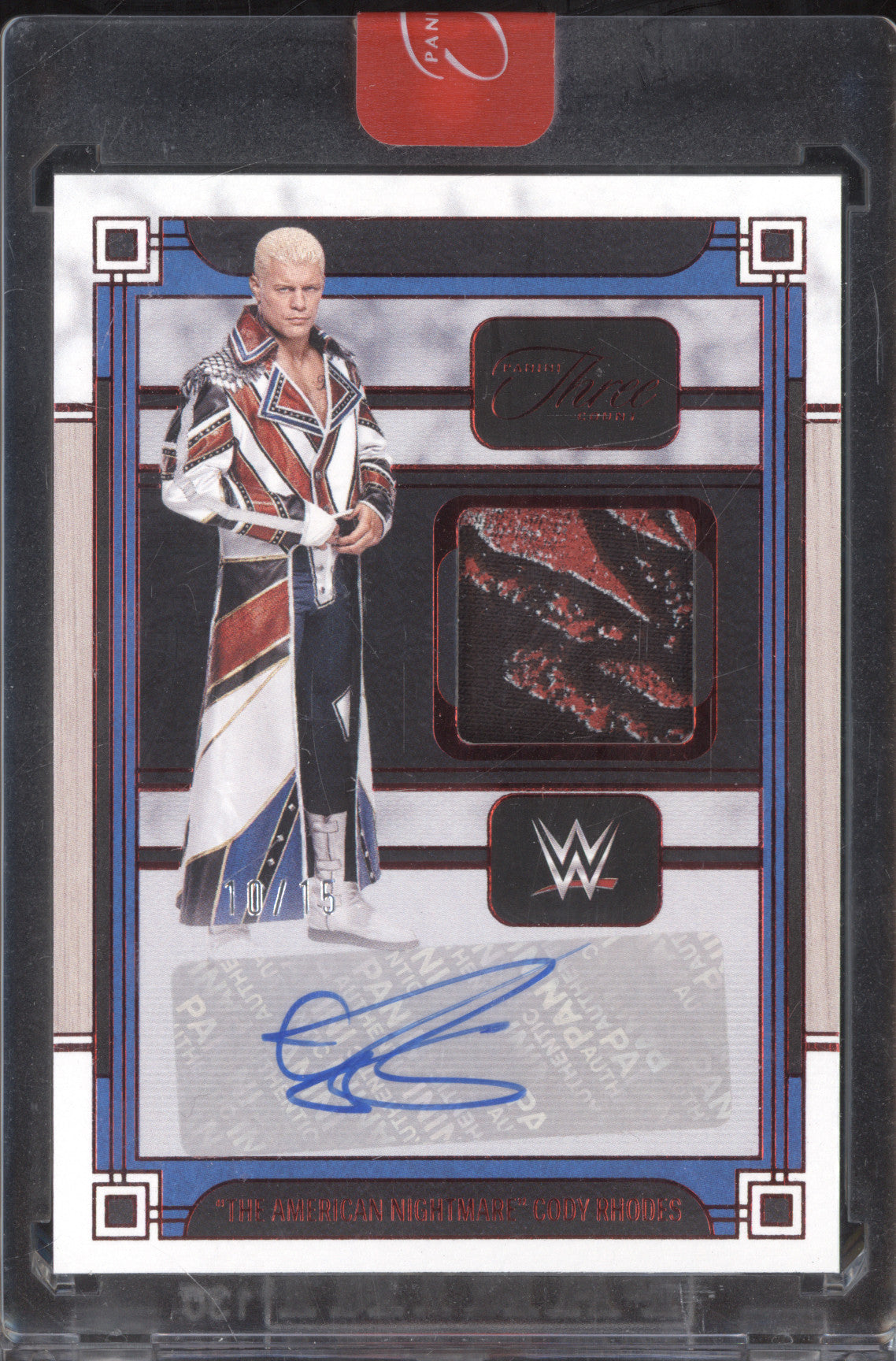 Cody Rhodes 2024 Panini Three Count MA-CRD Memorabilia Auto Red 10/15