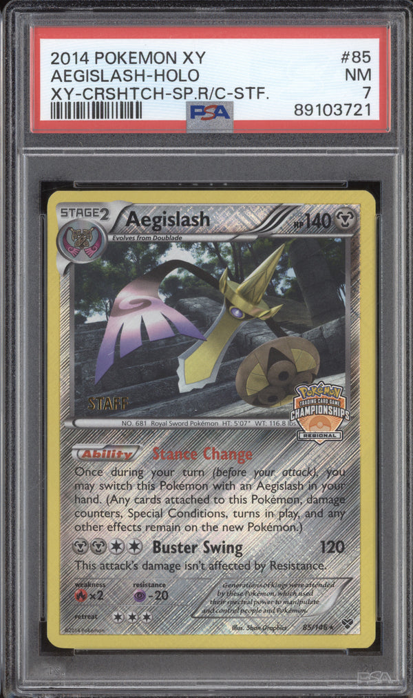 Aegislash Holo 2014 Pokemon XY 85/146 2014 Regional Championships Staff PSA 7