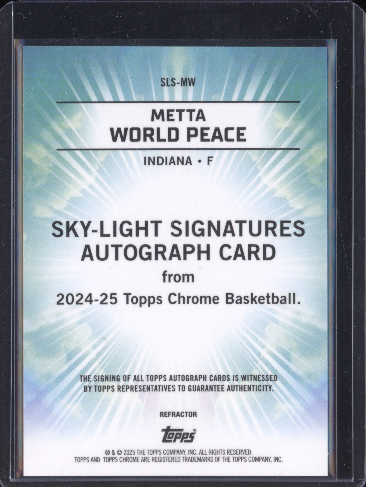 Metta World Peace 2024-25 Topps Chrome SLS-MW Sky Light Auto Refractor