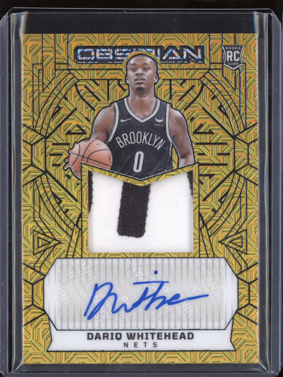 Dariq Whitehead 2023-24 Panini Obsidian 206 Rookie Jersey Auto Gold Flood RC /10