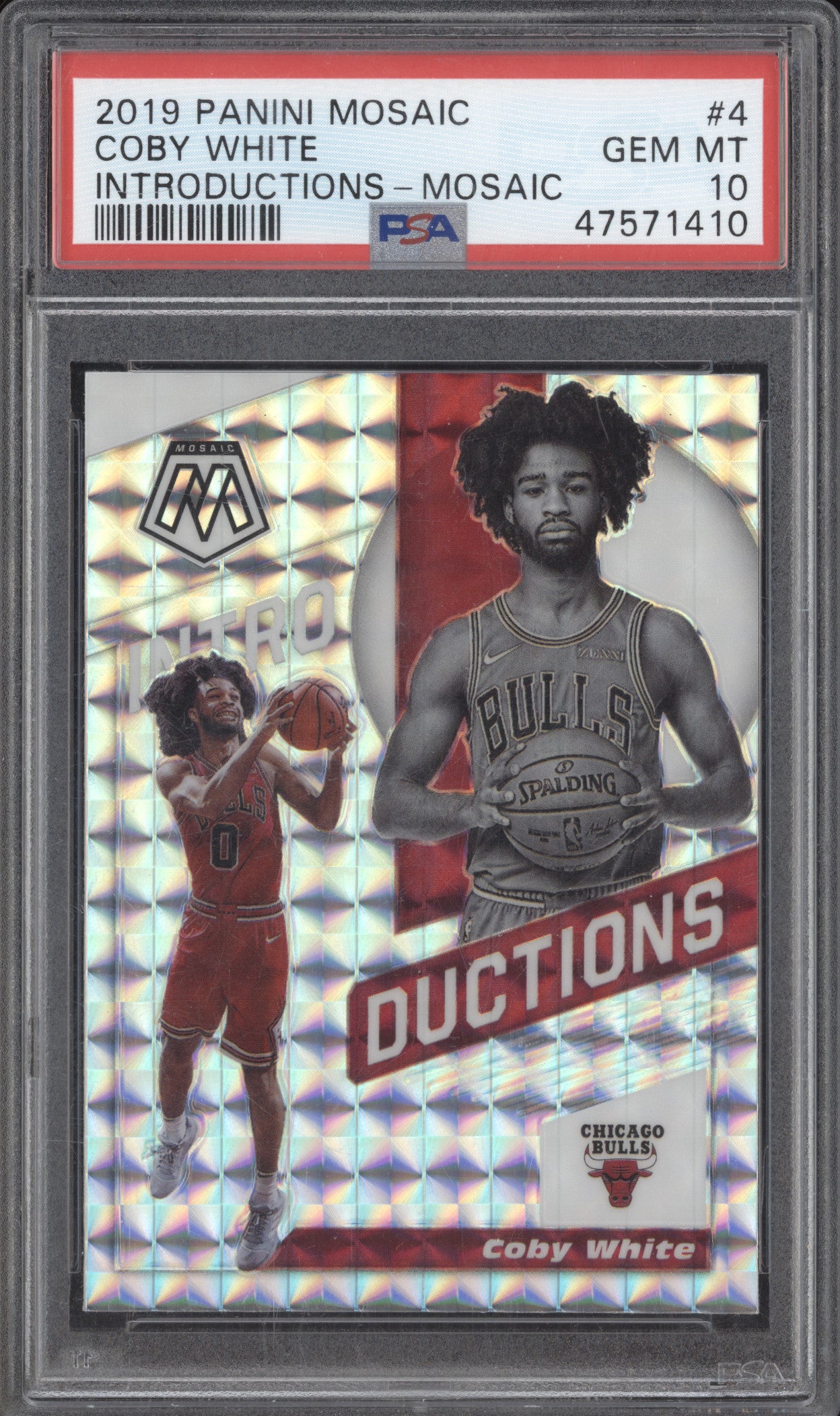 Coby White 2019-20 Panini Mosaic 4 Introductions Mosaic RC PSA 10